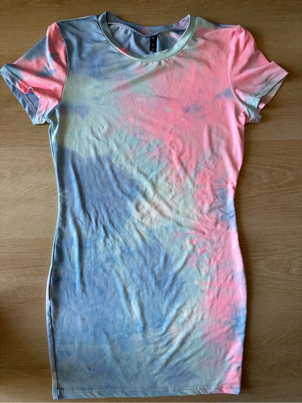 Zaful Pastel Pink Blue Tie Dye Bodycon Mini Dress M